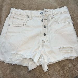 NWOT Target Wild Fable High Rise Mom Fit Cutoff Cream Denim Shorts Distressed